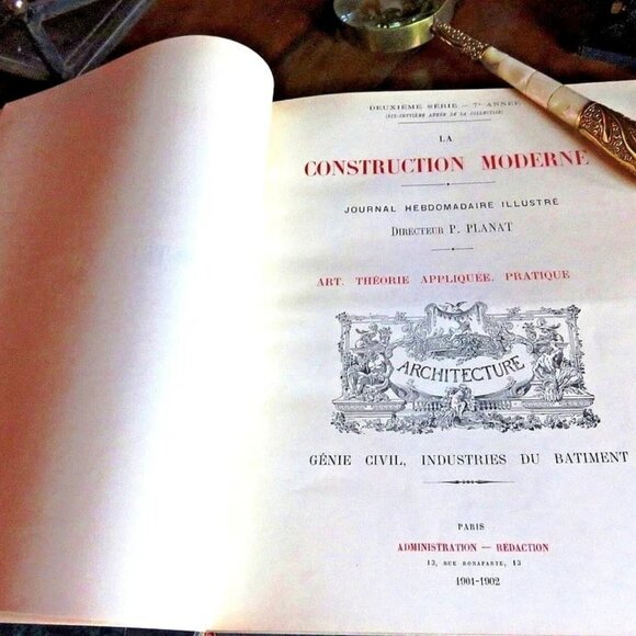 2 Framed ANTIQUE FRENCH ARCHITECTURE PRINTS ChurchSaint Genest-Lerp Loire Valley - Picture 8 of 9